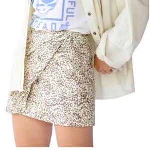 FREE PEOPLE FAUX LEATHER LEOPARD PRINT MINI SKIRT